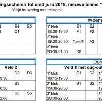 Trainingsschema tot eind juni 2018