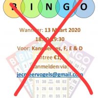 Bingo 13 maart  AFGELAST