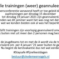 Alle trainingen (weer) geannuleerd!